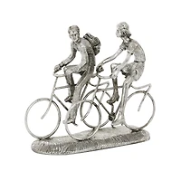 Silver Polystone Contemporary Bicycle Sculpture, 10" x 11" x 5"