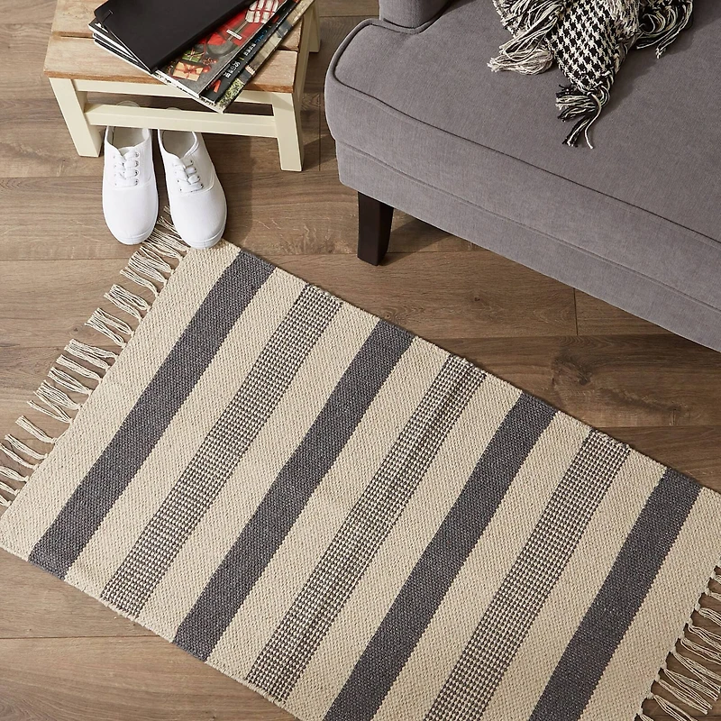 DII® Gray Combo Stripe Hand-Loomed Rug, 2ft. x 3ft.