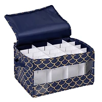 Honey Can Do Golden Scallop Print Stemware Storage Box Set