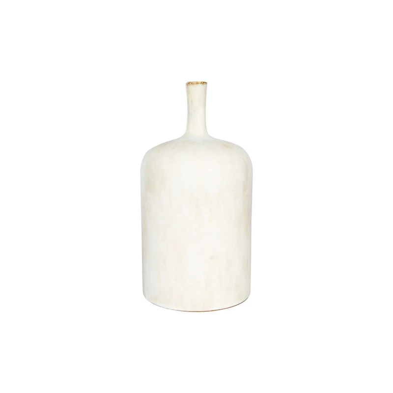 Hello Honey® 9.5" Cream Stoneware Vase with Green Undertones & Reactive Glaze Finish