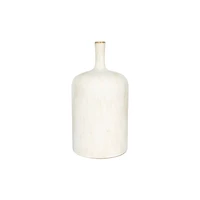 Hello Honey® 9.5" Cream Stoneware Vase with Green Undertones & Reactive Glaze Finish