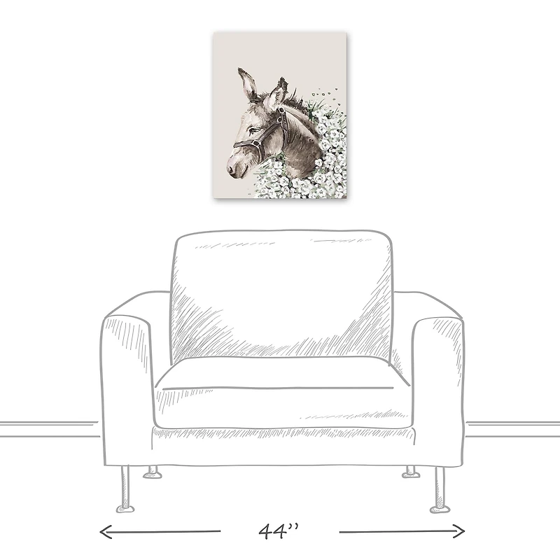 Sweet Floral Donkey 16" x 20" Canvas Wall Art