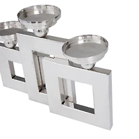Silver Stainless Steel Modern Candle Holder, 11" x 14" x 6"
