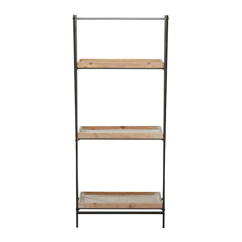 Brown Wood Industrial Wall Shelving Unit, 47 " x 21 " x 12 "