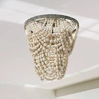 Hello Honey® 16" Tiered Draped Wood Bead & Metal Semi-Flush Light
