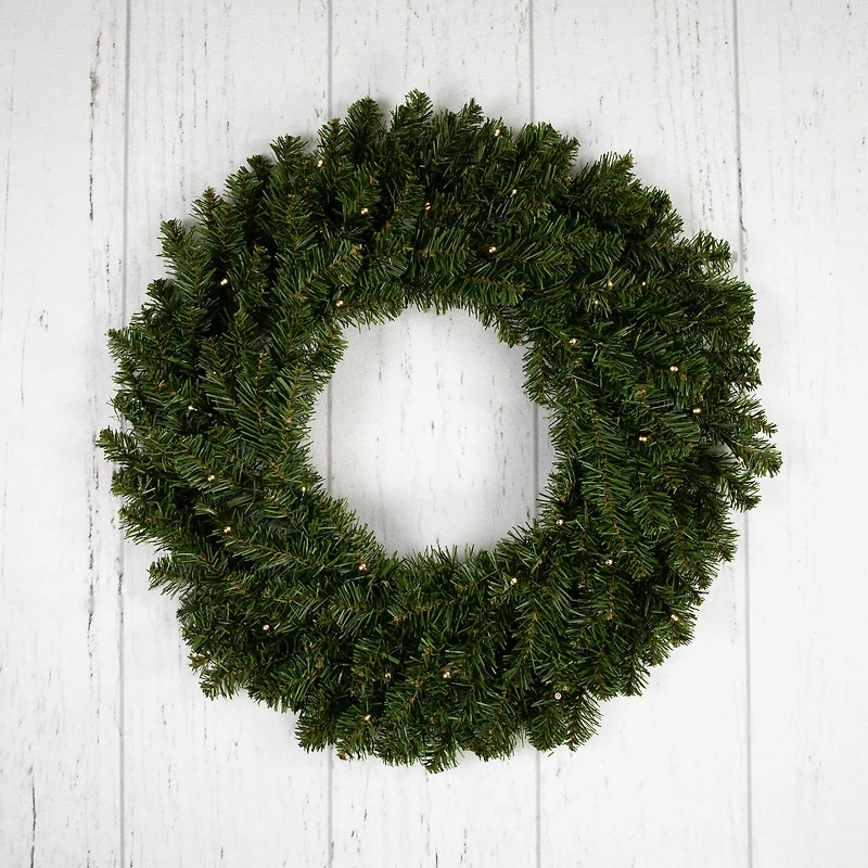 24" Pre-Lit Canadian Pine Artificial Christmas Wreath