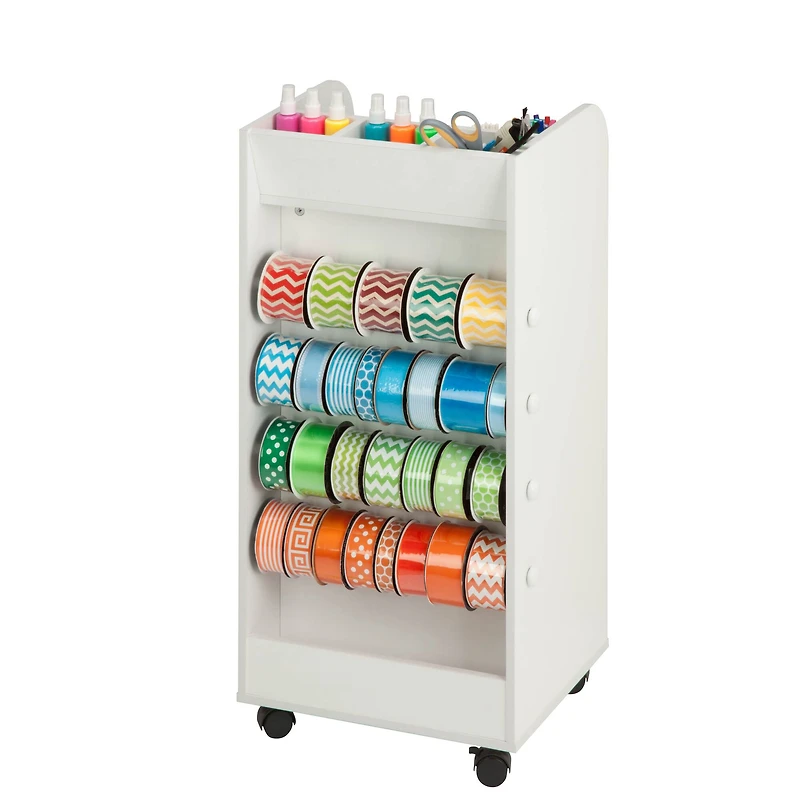 Honey Can Do 3-Drawer White Rolling Craft Cart with Drawers & Compartments