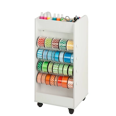Honey Can Do 3-Drawer White Rolling Craft Cart with Drawers & Compartments