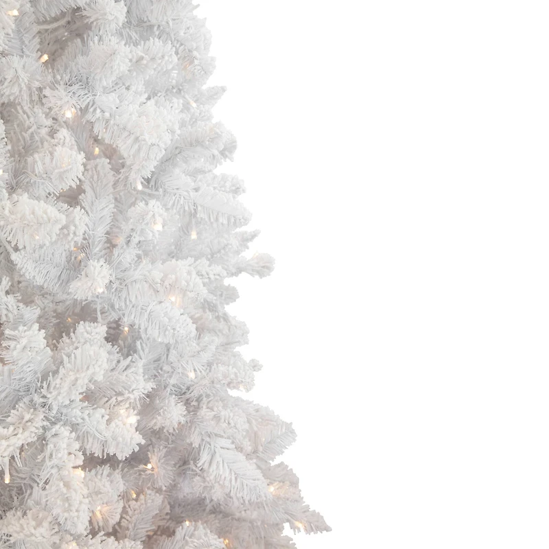 9ft. Pre-Lit Flocked Norway Pine Artificial Christmas Tree, Warm White LED Lights