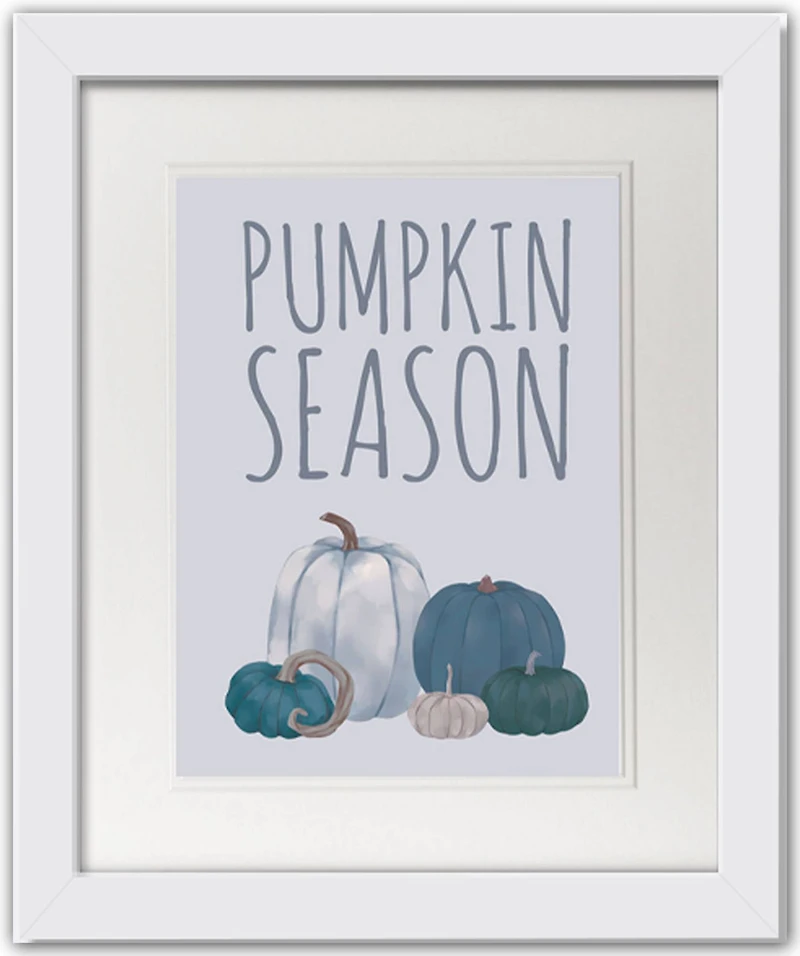 Pumpkins Blue White Framed Print Under Plexiglass