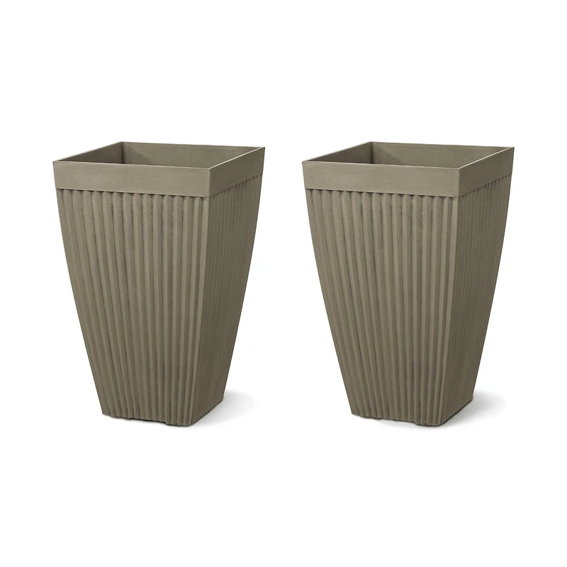 Glitzhome® 23" Eco-Friendly Oversized Faux Concrete Square Fluted Pot Planters