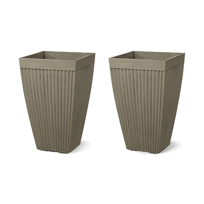 Glitzhome® 23" Eco-Friendly Oversized Faux Concrete Square Fluted Pot Planters