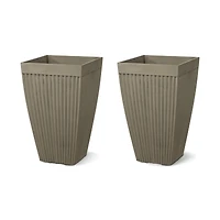Glitzhome® 23" Eco-Friendly Oversized Faux Concrete Square Fluted Pot Planters