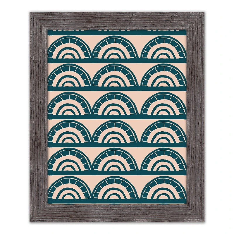 Abstract Teal Arch Pattern 16" x 20" Western Framed Print