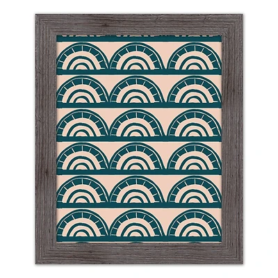 Abstract Teal Arch Pattern 16" x 20" Western Framed Print