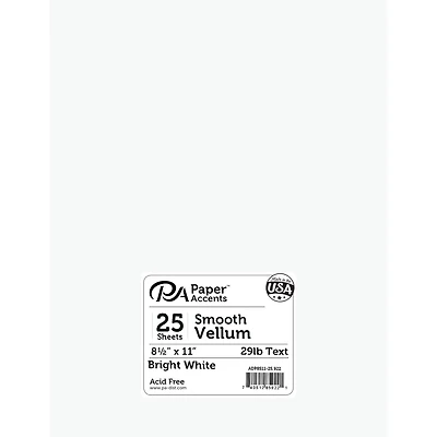PA Paper™ Accents Bright White 8.5" x 11" 29lb. Vellum Cardstock Paper, 25 Sheets