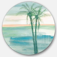 Designart - Peaceful Dusk II Tropical - Nautical & Coastal Metal Circle Wall Art