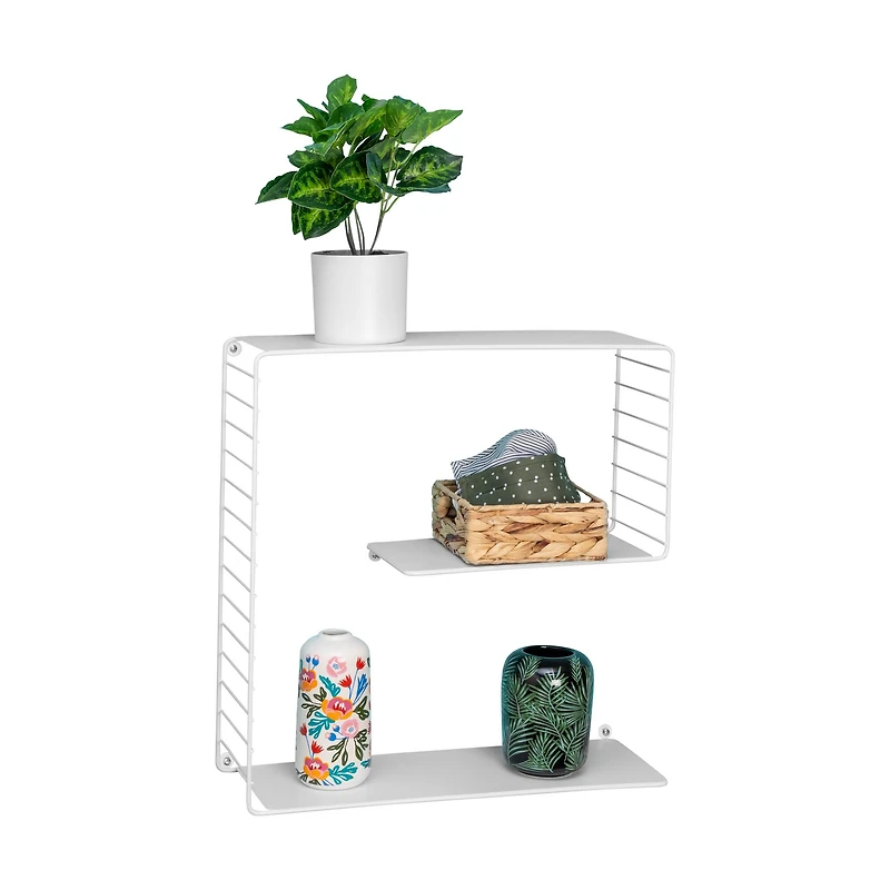Honey Can Do White 3-Tier Floating Square Wall Shelf