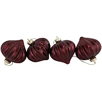 4ct Shiny Maroon Onion Glass Christmas Ornaments 3"