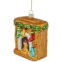 4" Bronze Glittered Fireplace Glass Christmas Hanging Ornament