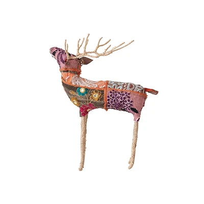 Hello Honey® 14" Multicolor Embroidered Reindeer Décor