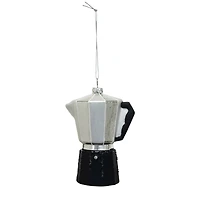 Hello Honey® 4.75" Black & Silver Finish Glass Espresso Pot Ornament