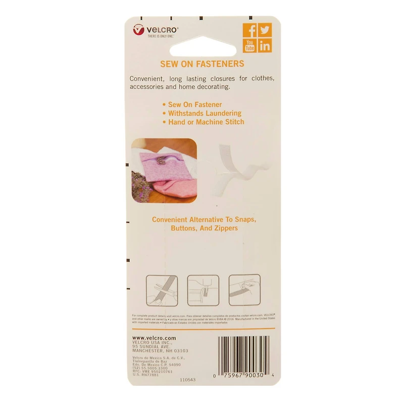12 Pack: VELCRO® Brand White Sew On Tape