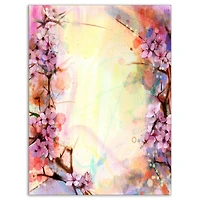 Designart - Pink Sakura on Blurred Background