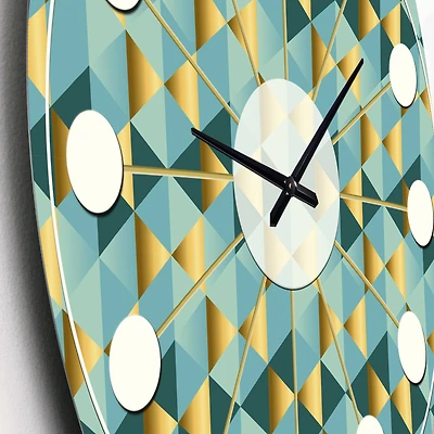 Designart 'Gold And Blue Dynamics V Mid-Century Modern Wall Clock