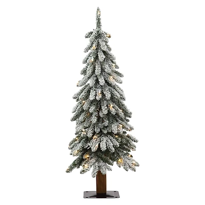 3ft. Pre-Lit Lightly Flocked Artificial Alpine Christmas Tree, Warm White LED Lights
