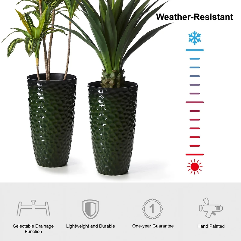 Glitzhome® 23.75" Eco-Friendly Honeycomb Textured Green Tall Plastic Planters, 2ct.