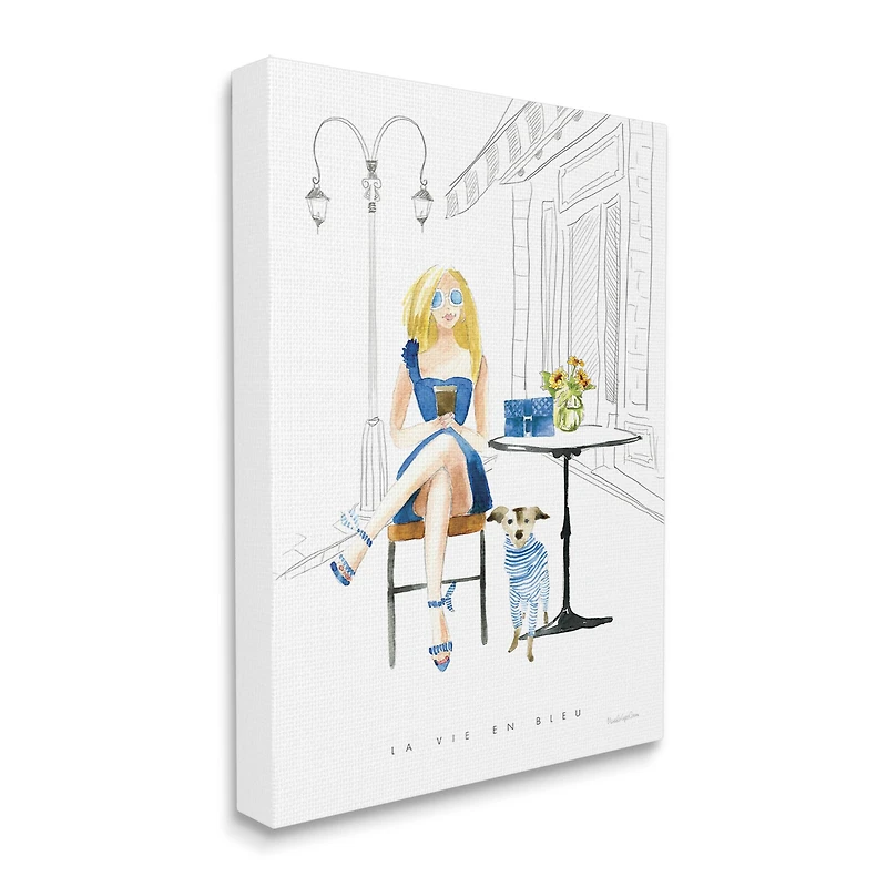 Stupell Industries La Vie En Bleu Parisian Glam Phrase Female Canvas Wall Art