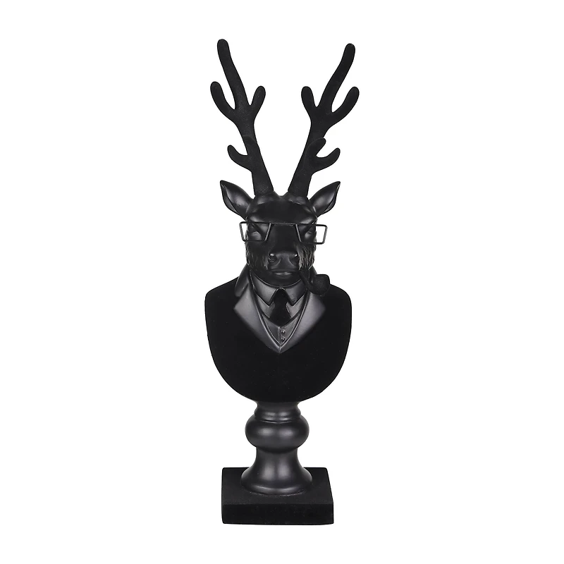 14" Black Reindeer Bust with Glasses & Pipe by Ashland®