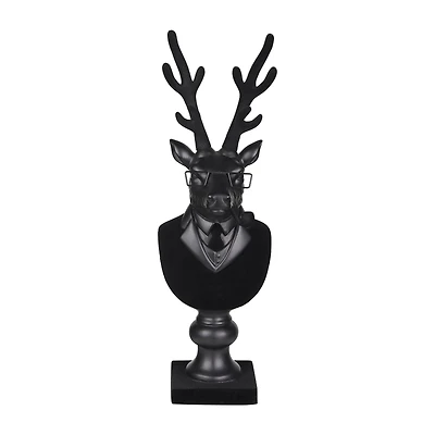 14" Black Reindeer Bust with Glasses & Pipe by Ashland®