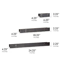 Black Floating Wooden Wall Shelves Set