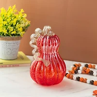Glitzhome® 8.5" Fall Red Glass Gourd with Glitter