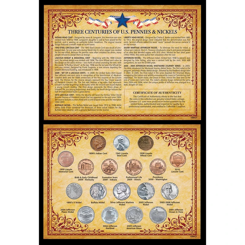 Three Centuries of U.S. Pennies & Nickels