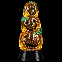 6.5" Orange LED Stacked Jack O' Lanterns Halloween Snow Globe