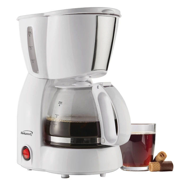Brentwood 4-Cup White Coffee Maker