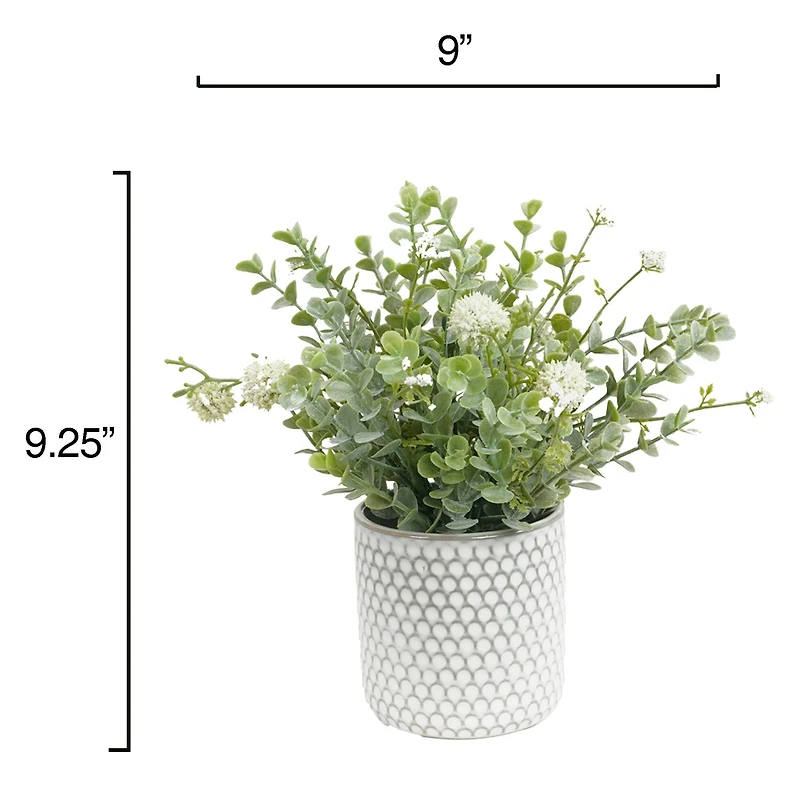 9.25" Premade Eucalyptus in Dotted Ceramic Pot by Ashland®