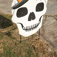 Glitzhome® 38" Lighted Halloween Metal Skull Yard Stake with Timer