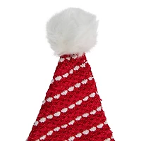 17" Red & White Striped Santa Hat with Pom Pom