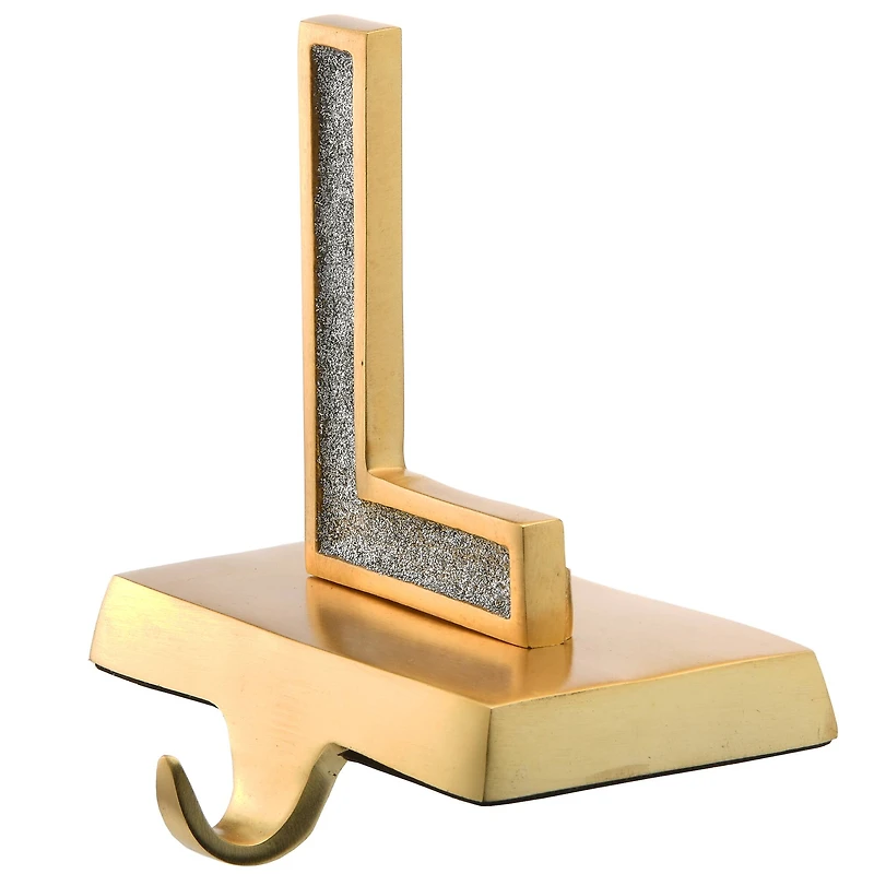 5" Gold Outlined with Silver Sparkle NOEL Stocking Holder