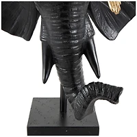 21" Black & Gold Polystone Elephant Head with Birds Statue