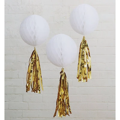 Honeycomb Ball with Tassel Décor, 3ct. by Celebrate It™
