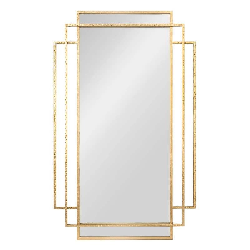 Hello Honey® 34.5" Gold Metal Wall Mirror with Reclaimed Wood Border