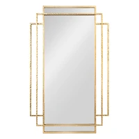 Hello Honey® 34.5" Gold Metal Wall Mirror with Reclaimed Wood Border