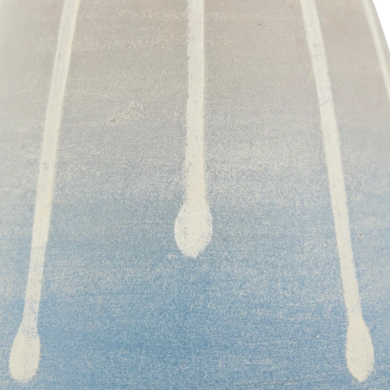 10" Blue & Gray Ceramic Abstract Ombre Drip Vase