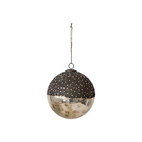 Hello Honey® 8" Starry Bronze & Dipped Silver Mercury Glass Ball Ornament