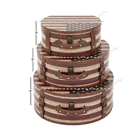 Traditional Wooden American Flag Decorative Box Set